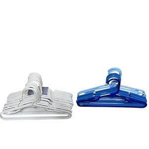 Sturdy Plastic Children's Hangers White & Blue Lot of 22 Baby Toddler Youth